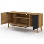 Voir la diapositive 3 : BEST MOBILIER Velato - meuble tv - effet bois et noir - 3 portes et 1 niche - 160 cm