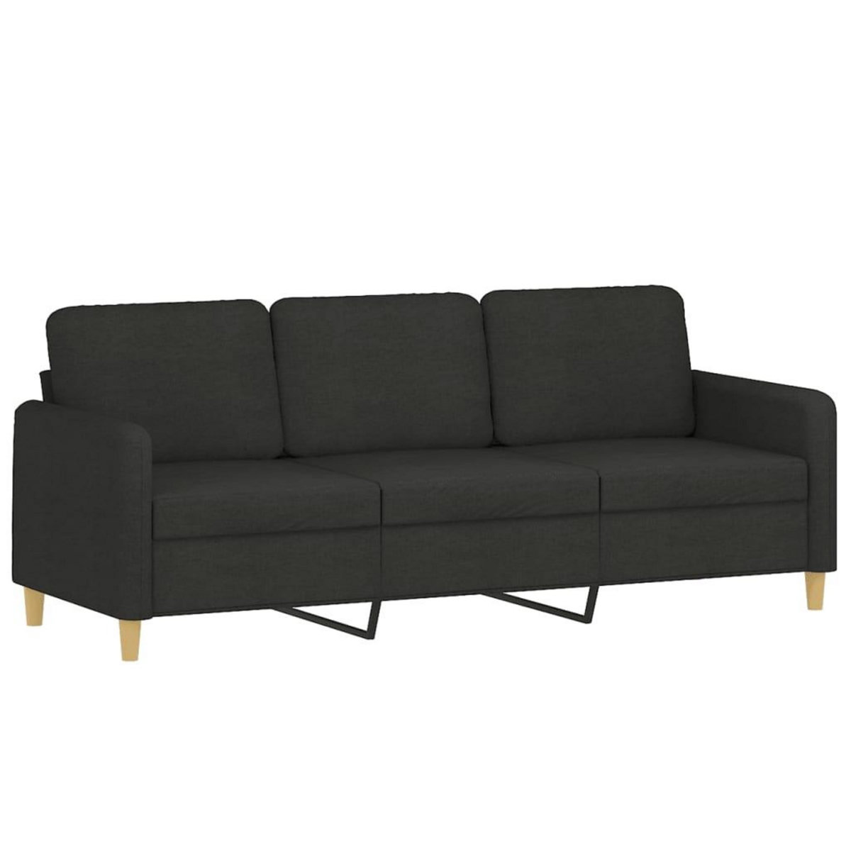 VIDAXL Ensemble de canapes 3 pcs avec coussins Noir Tissu