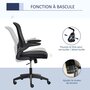 VINSETTO Vinsetto Chaise de bureau ergonomique hauteur réglable pivotante 360° fonction à bascule verrouillable support lombaires tissu maille noir