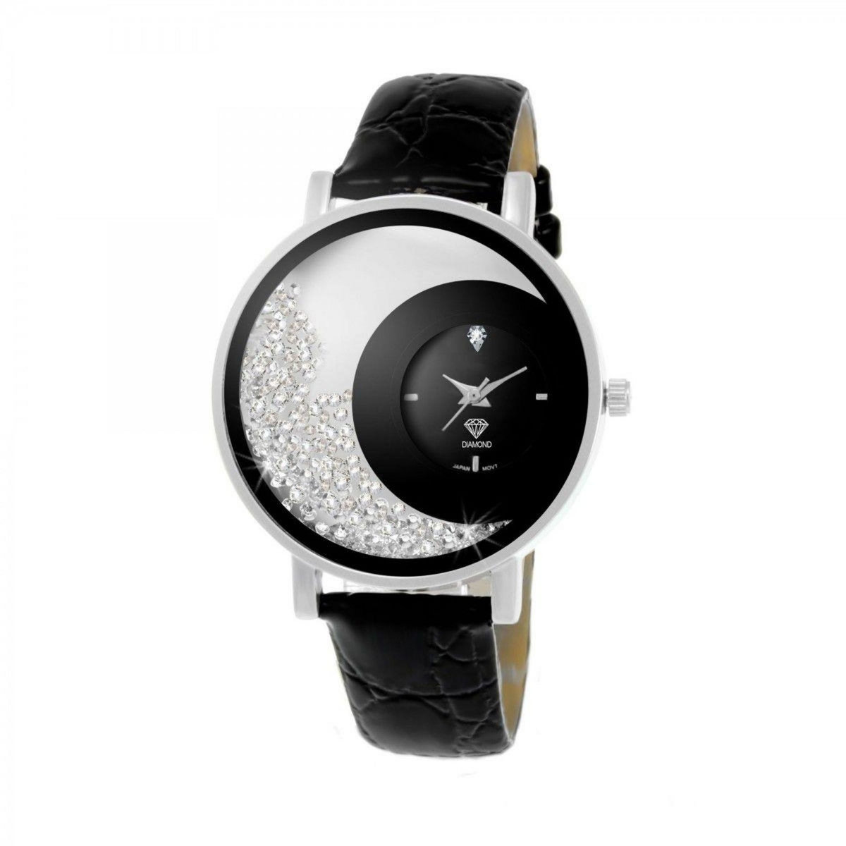 SC CRYSTAL Montre Luna SC Crystal ornée d'un diamant et de Cristaux scintillants