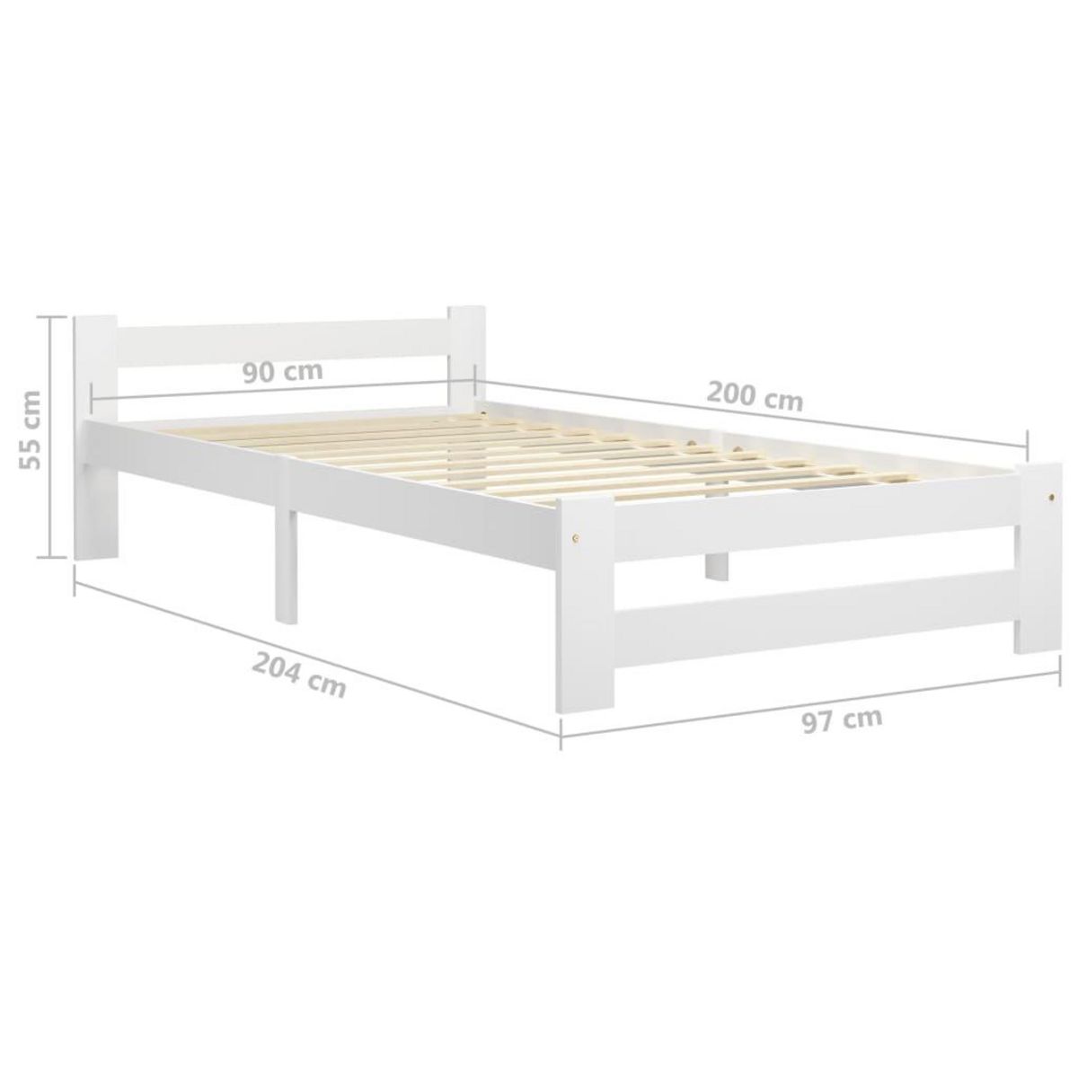 VIDAXL Cadre de lit sans matelas blanc bois de pin massif 90x200 cm