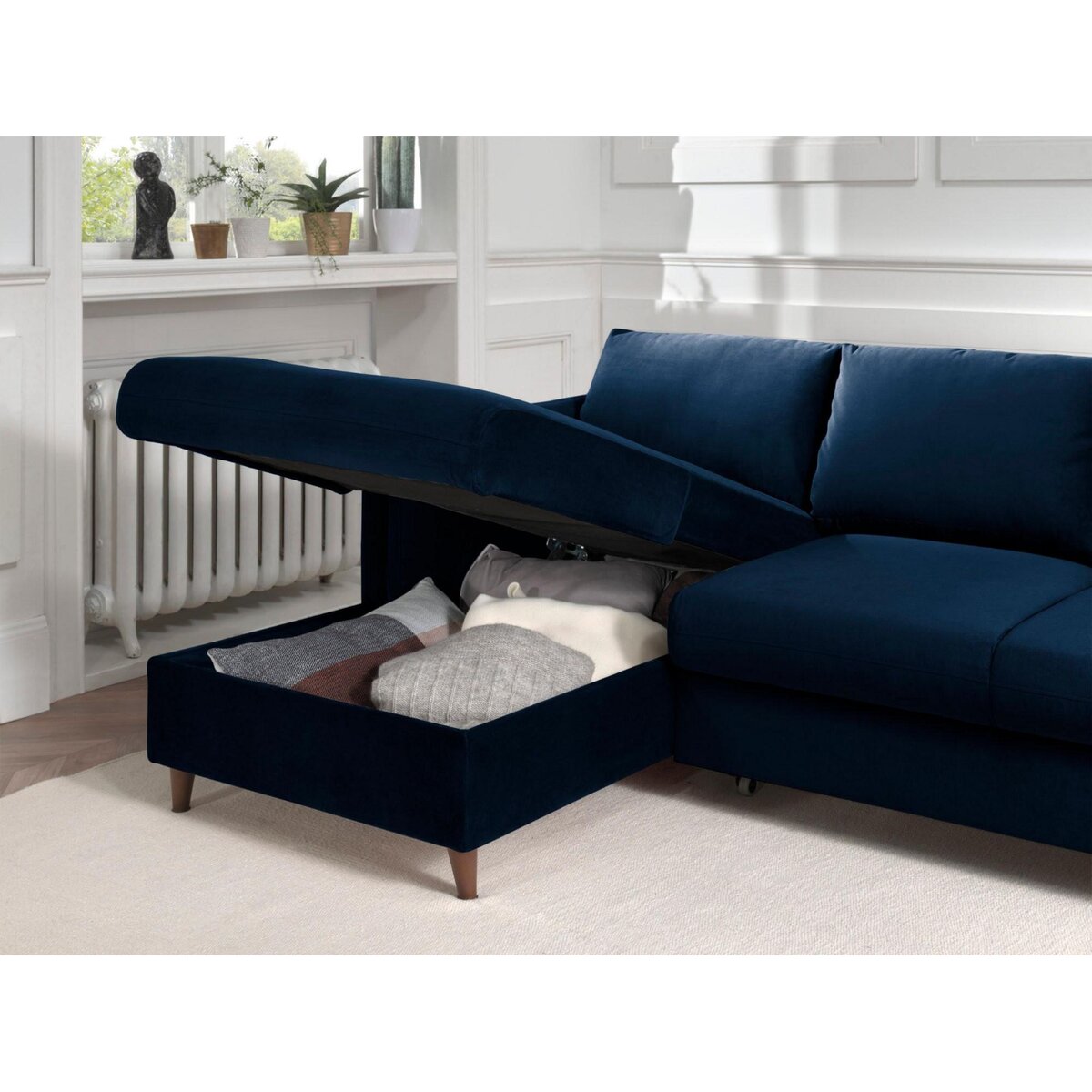 LISA DESIGN Brooke - canapé d'angle gauche - convertible avec coffre - 4 places - en velours