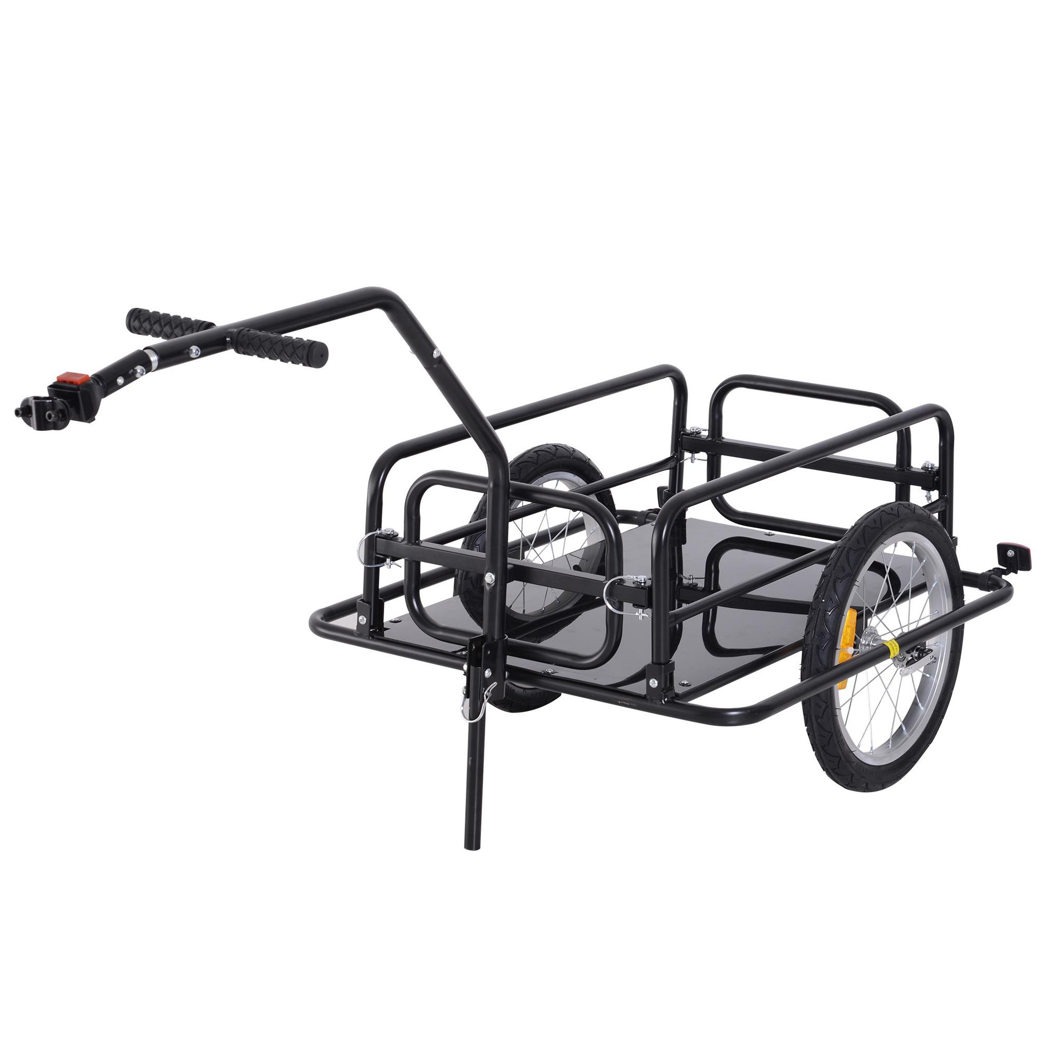 HOMCOM Remorque vélo remorque de transport pour vélo 155L x 71,5l x 77H cm barre d'attelage universelle pliable acier noir