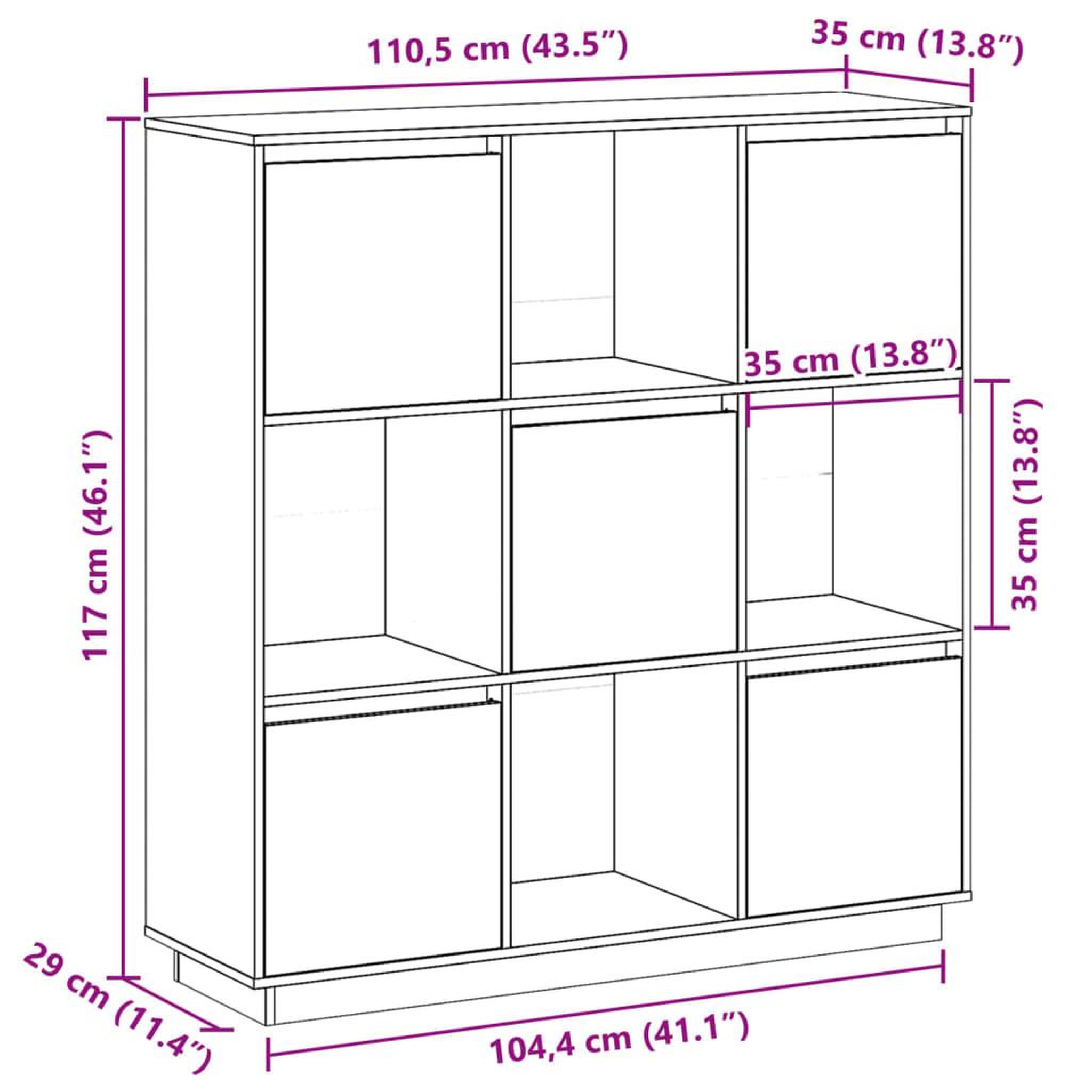 Voir la diapositive 6 : VIDAXL Buffet Blanc 110,5x35x117 cm Bois massif de pin