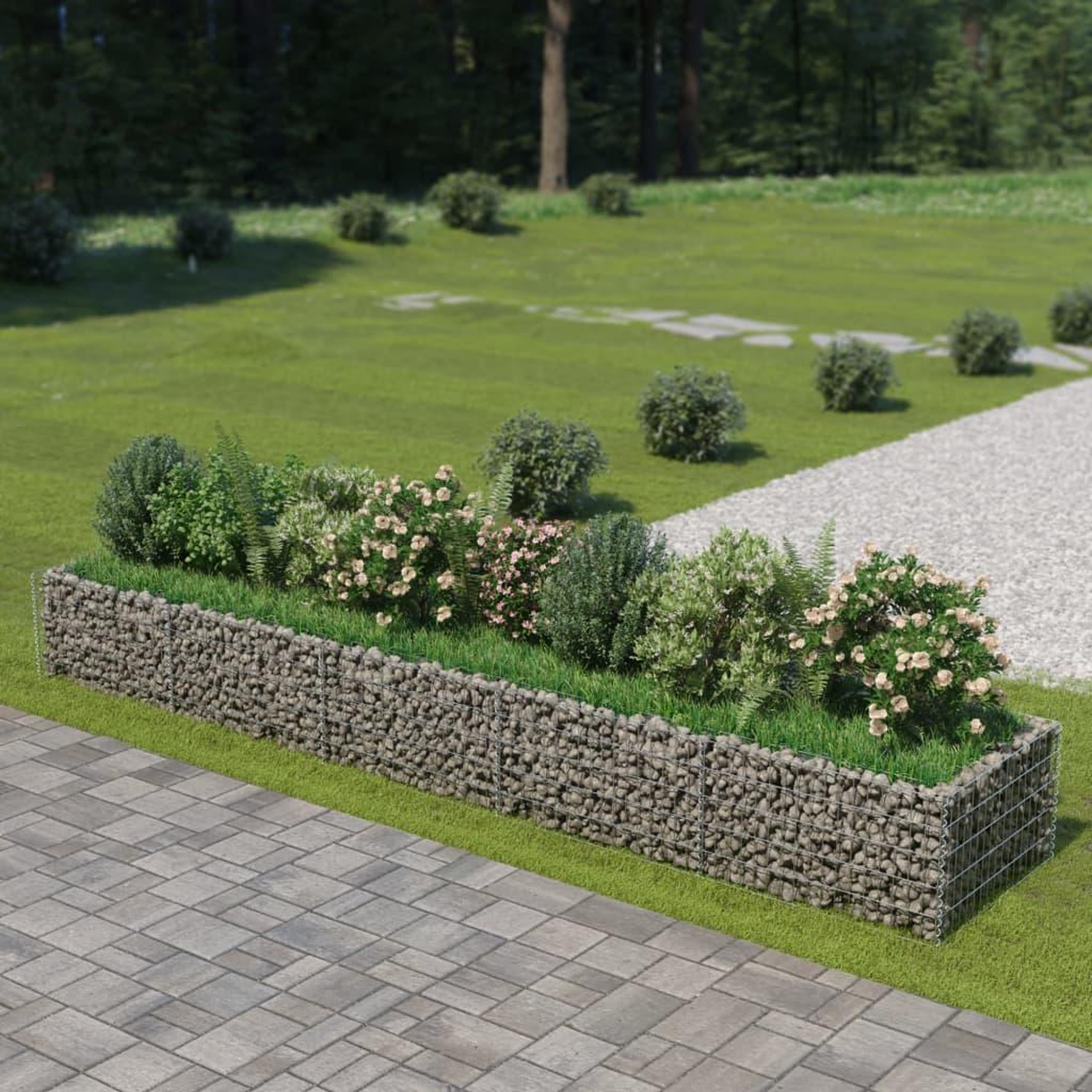 Voir la diapositive 1 : VIDAXL Lit sureleve a gabion Acier galvanise 450x90x50 cm