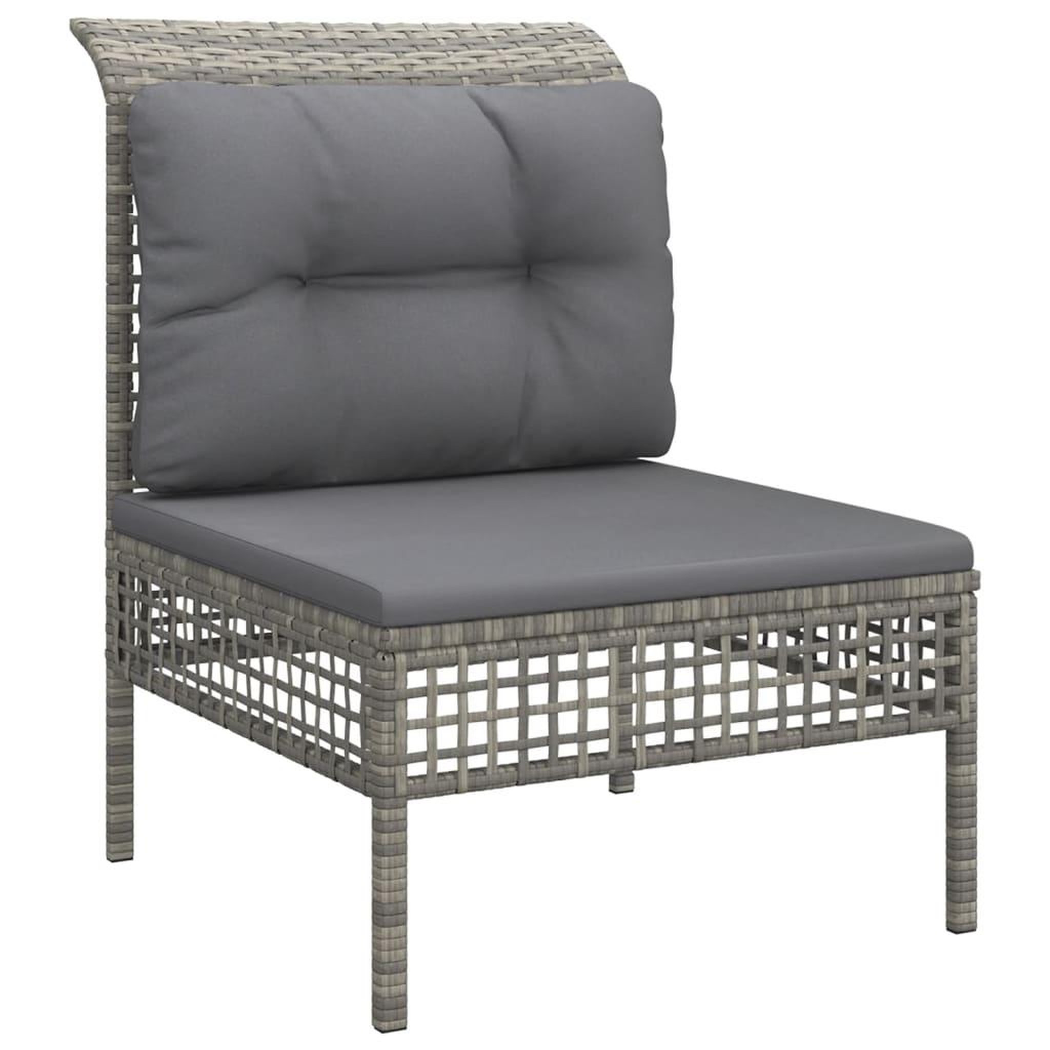 Voir la diapositive 4 : VIDAXL Salon de jardin 5 pcs avec coussins Gris Resine tressee