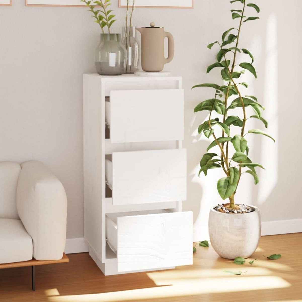 VIDAXL Buffet Blanc 32x34x75 cm Bois massif de pin