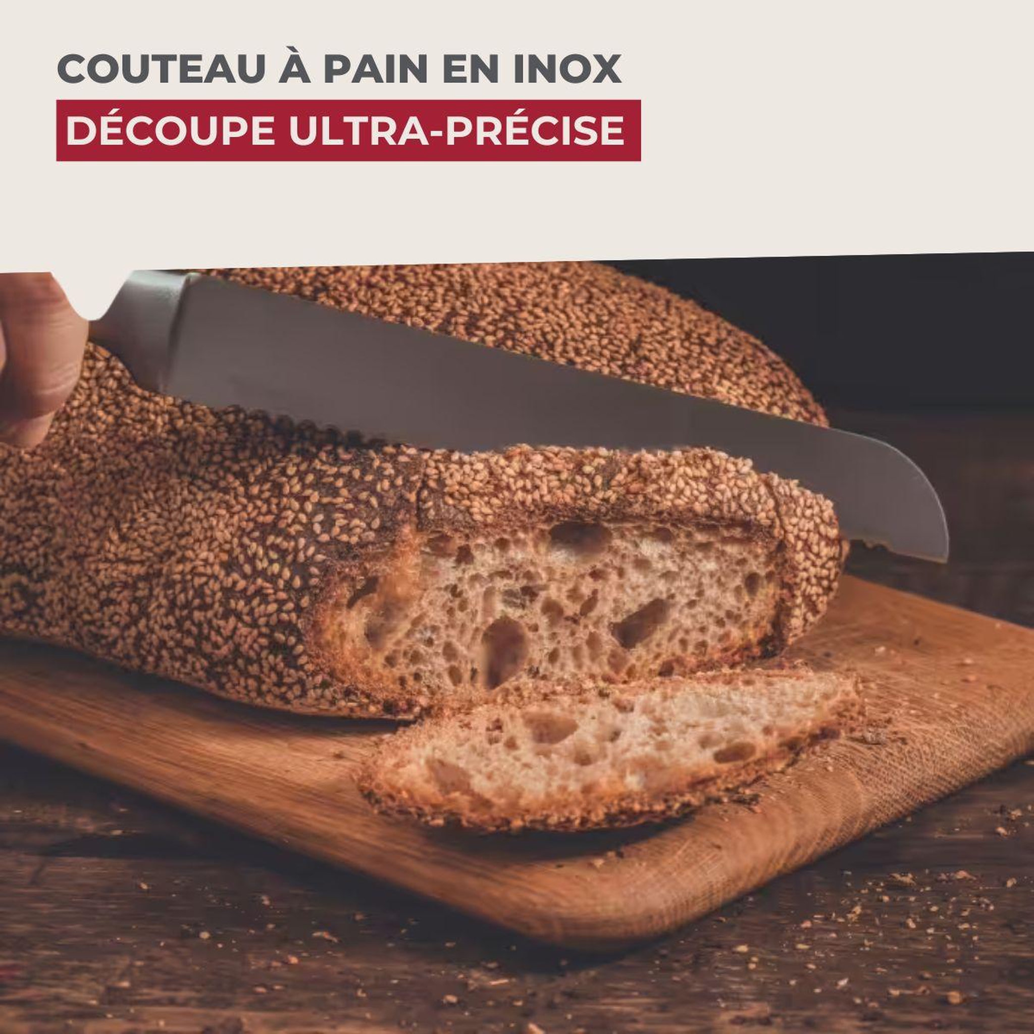 Voir la diapositive 4 : NIROSTA Couteau à pain inox professionnel set de 2, 33,5 x 3 x 2 cm acier inoxydable nirosta star