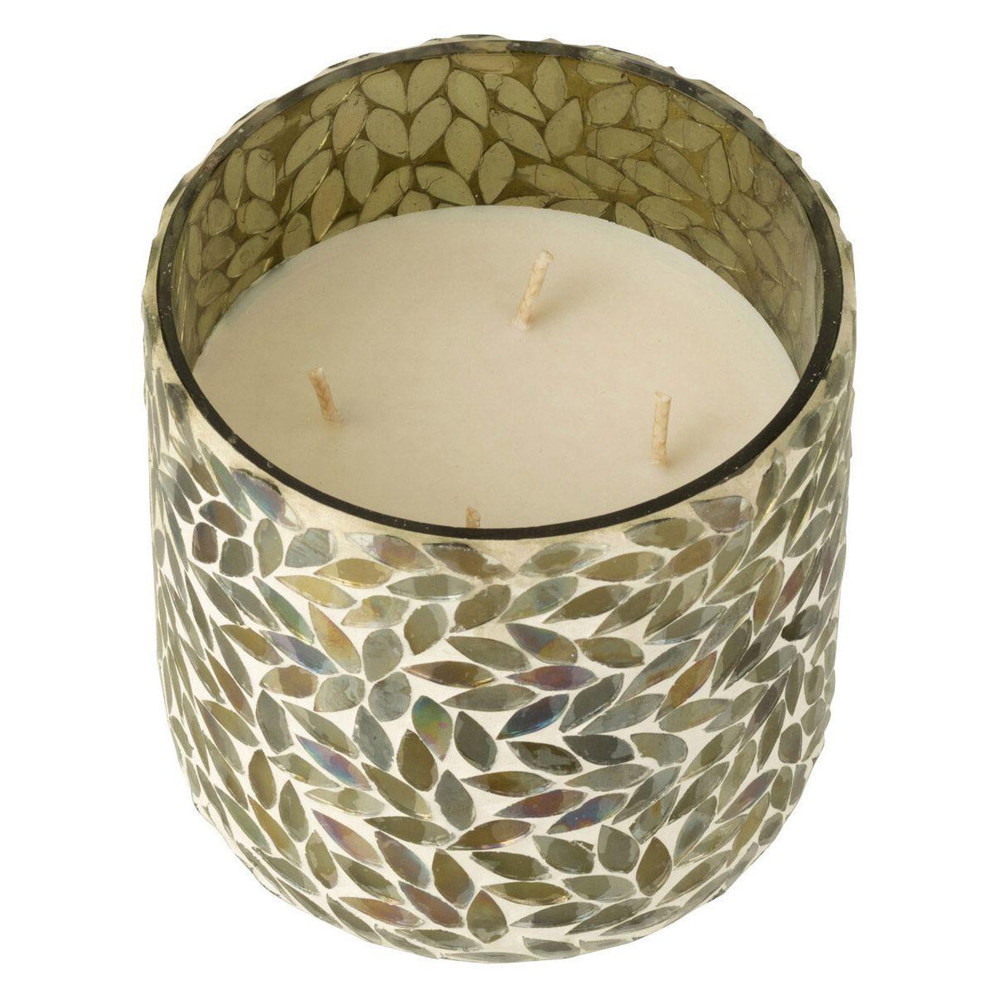 J-LINE Bougie parfumée mosaïque  cyra  15cm tea & herbscire