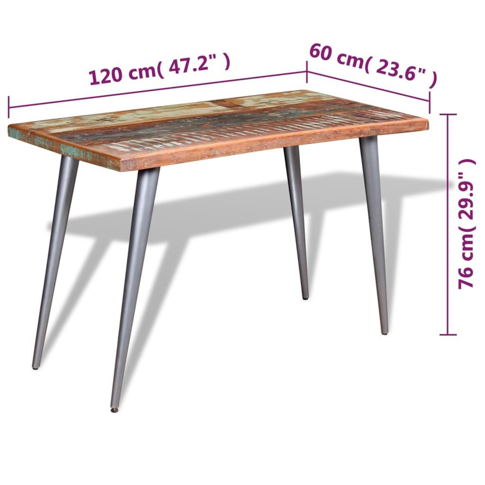 Voir la diapositive 6 : VIDAXL Table a manger bois de recuperation 120x60x76 cm