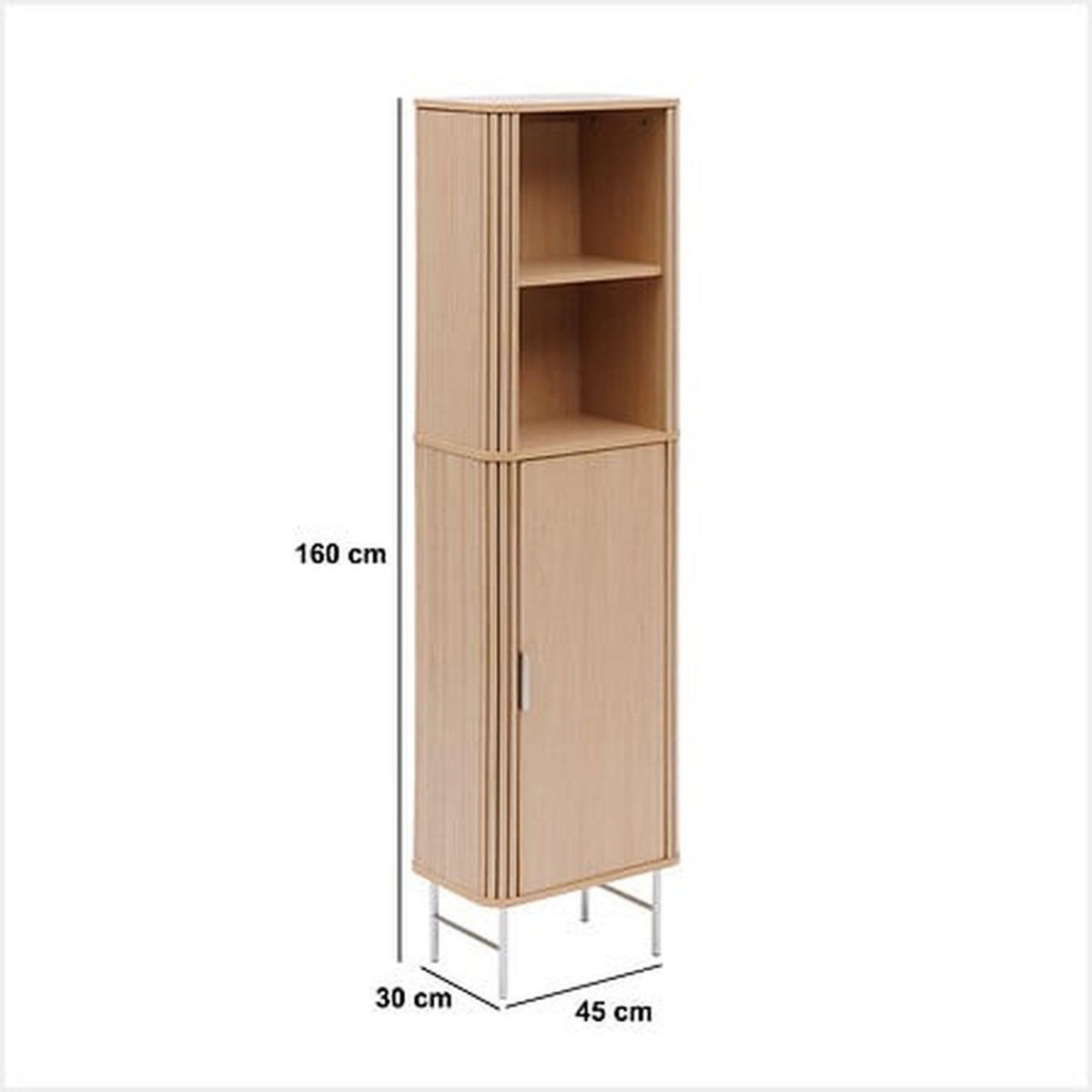 FIVE Colonne 1 porte et 2 niches effet bois clair LIORA - Beige
