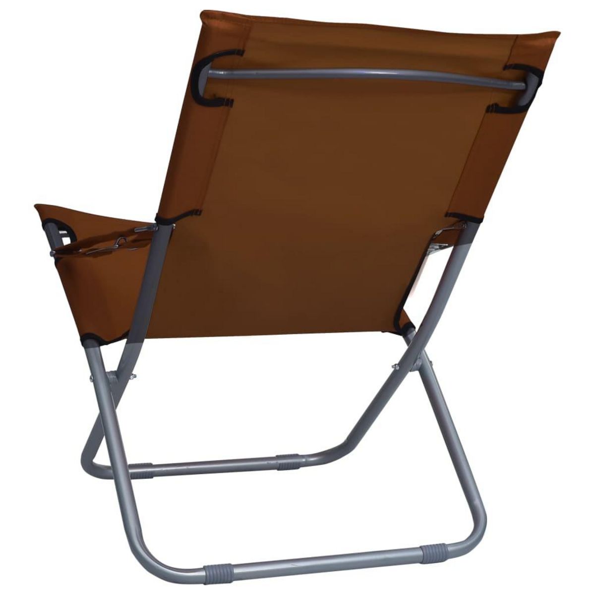VIDAXL Chaises pliables de plage lot de 2 Tissu Marron