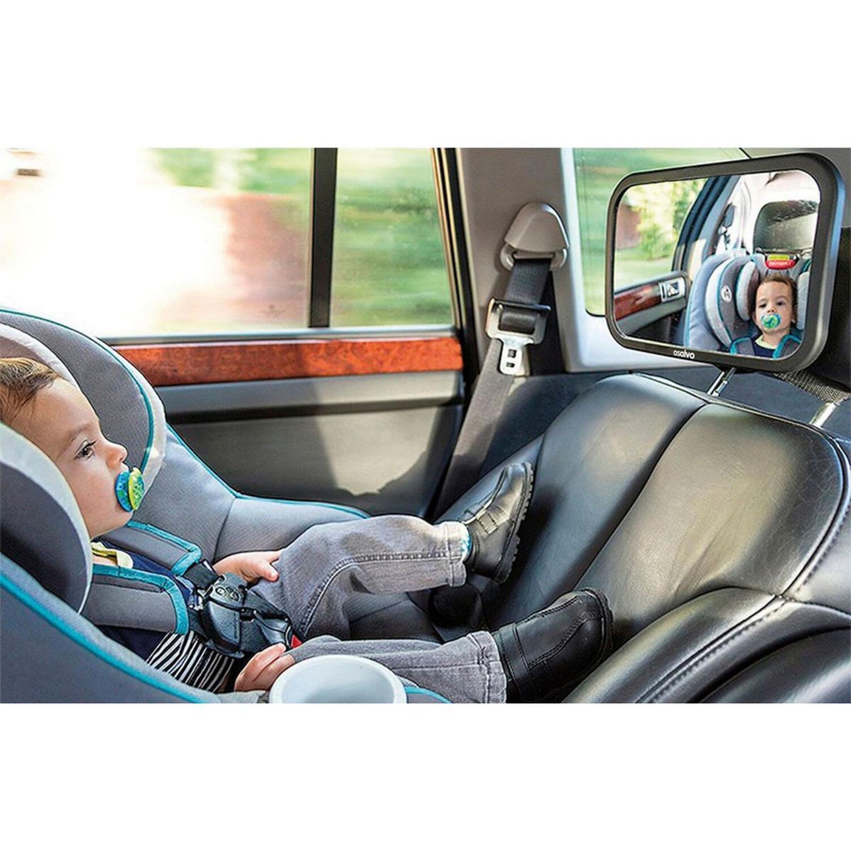 Asalvo Miroir de voiture rectangulaire à rotation 360º pour une visibilité optimale