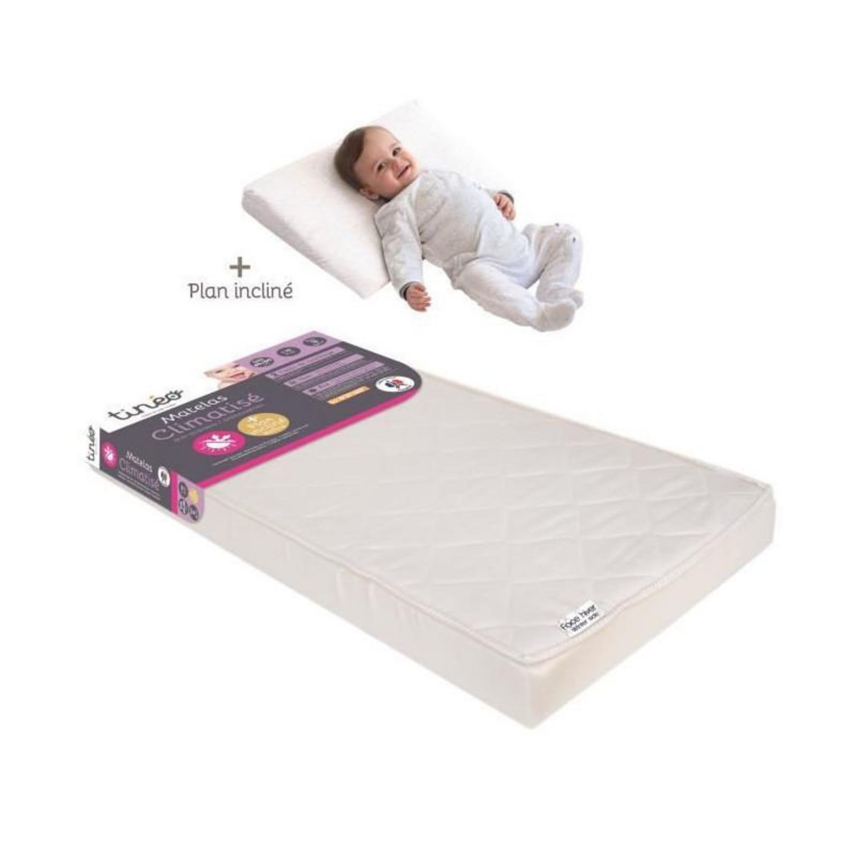 TINEO TINEO Matelas climatise 70x140 cm + plan incline 15? lot