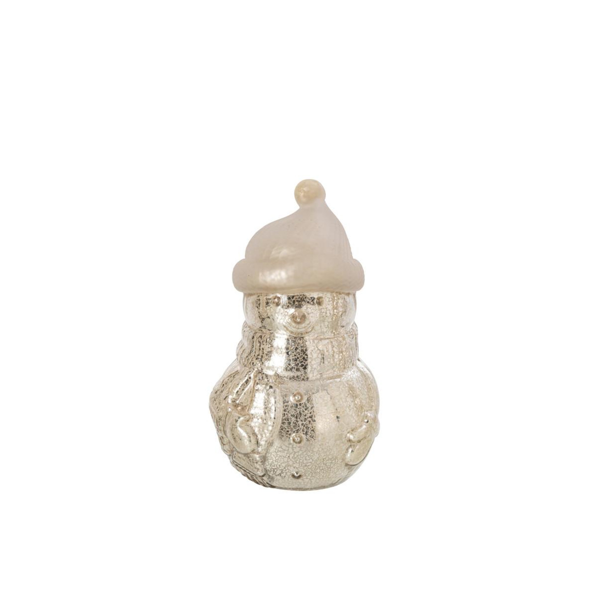 Voir la diapositive 2 : J-LINE Bonhomme de Neige à LED en Verre  Léopoldine  27cm Argent