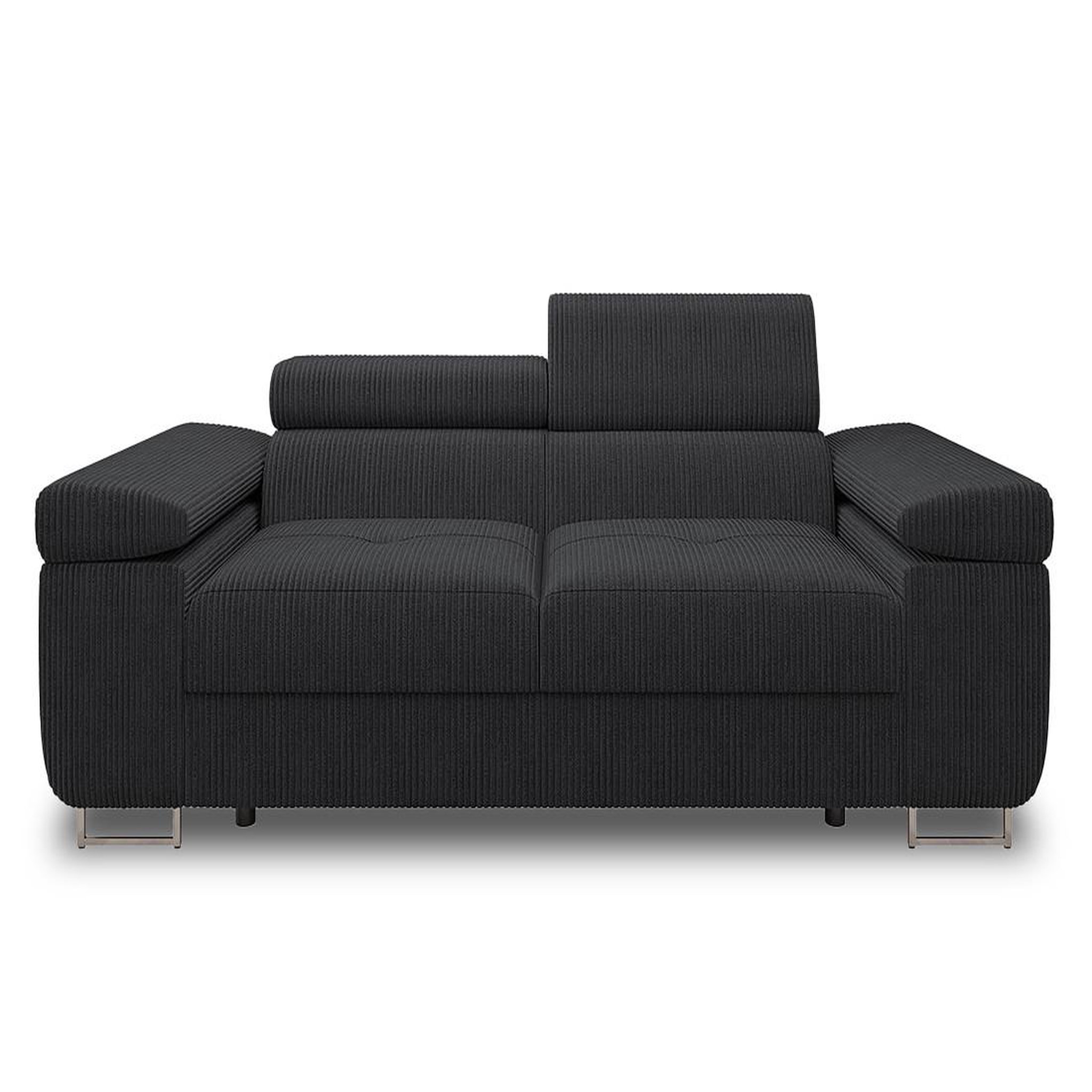 Voir la diapositive 2 : BEST MOBILIER Pablo - canapé droit 2 places avec têtières ajustables - en velours côtelé