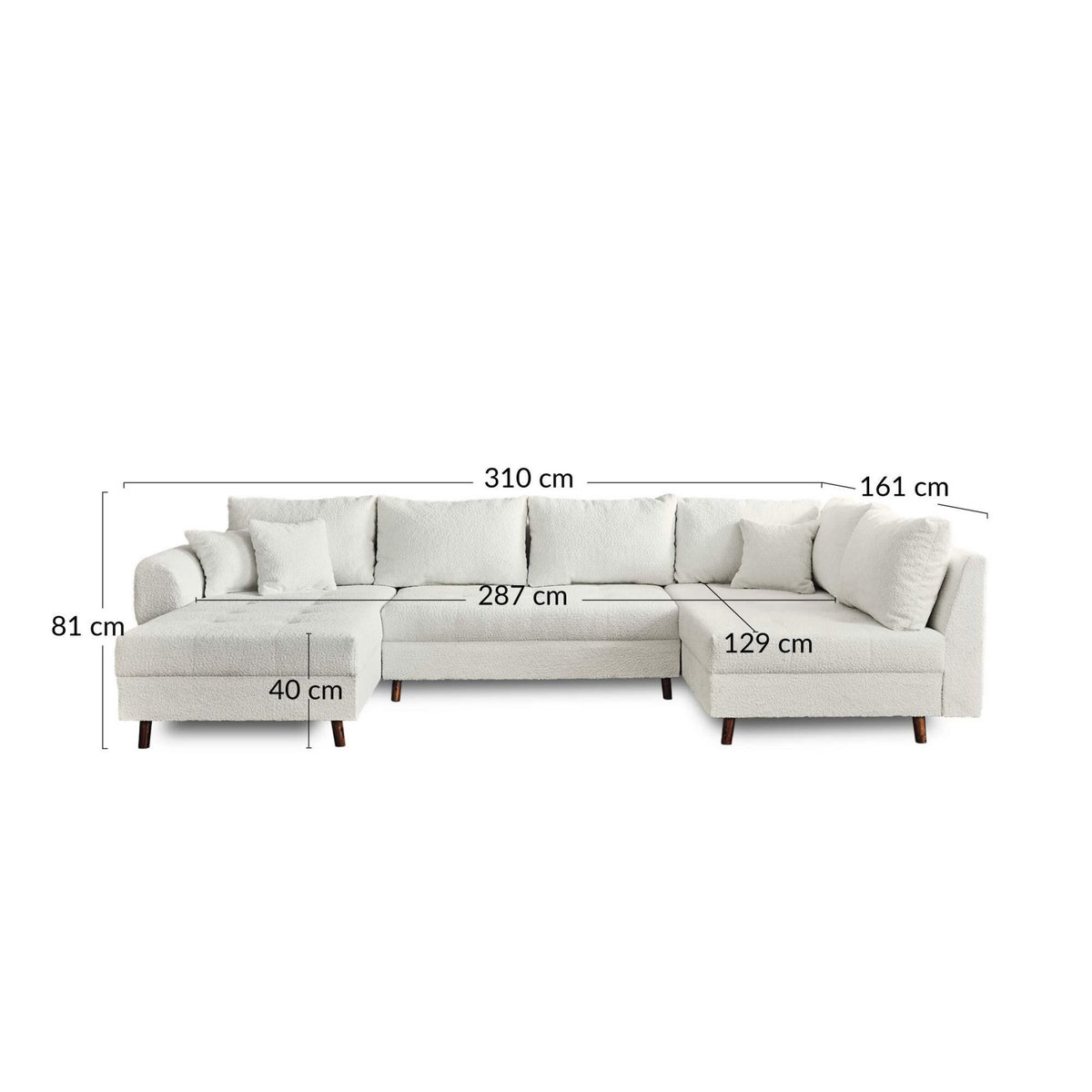 LISA DESIGN Rune - canapé panoramique d'angle droit - 7 places - en tissu bouclette