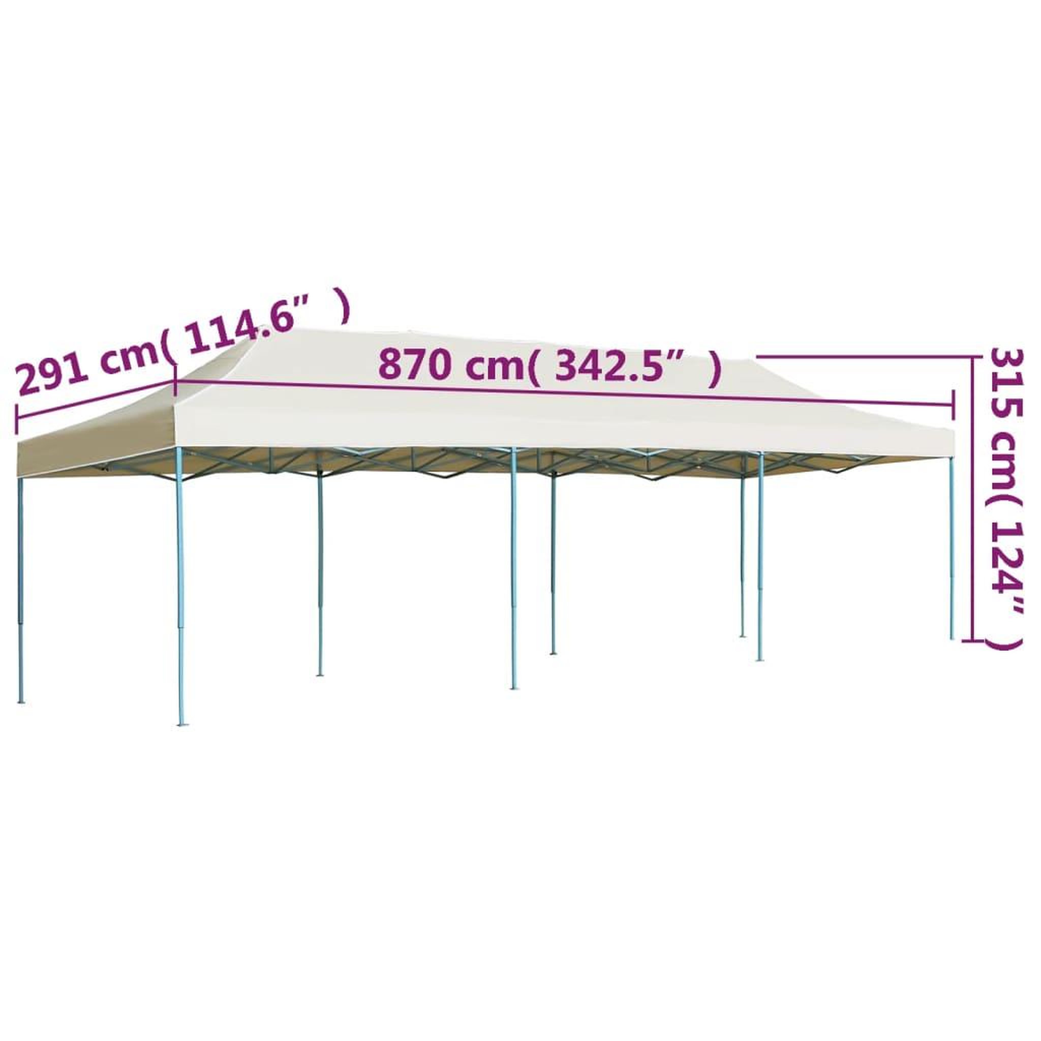 Voir la diapositive 6 : VIDAXL Tente de reception pliable escamotable 3x9 m creme