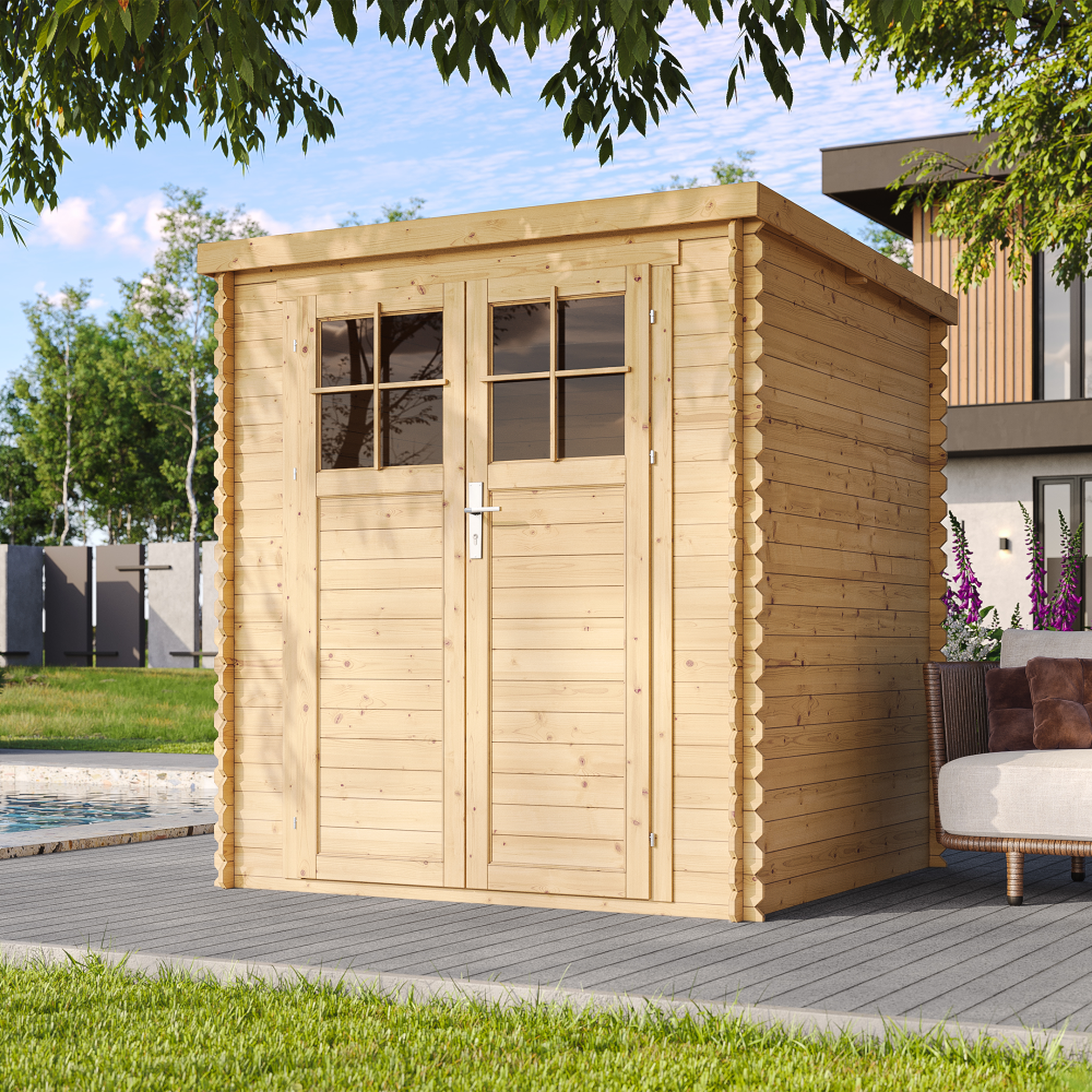 Voir la diapositive 4 : TIMBELA Abri de Jardin en Bois 3,53 m², Cabane de Jardin Exterieur 19 mm épaisseur de Paroi, avec M309F