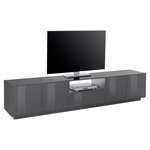 Meuble TV moderne 4 portes 1 tiroir 220 cm LUCERA. Coloris disponibles : Blanc, Gris