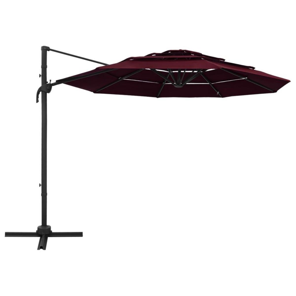 VIDAXL Parasol de jardin a 4 niveaux mat en aluminium rouge bordeaux