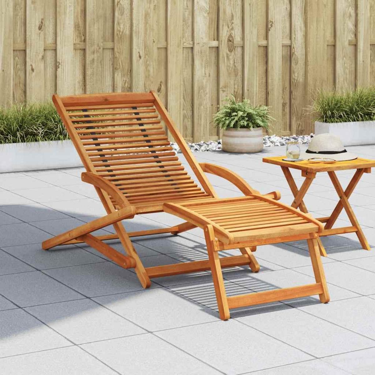 VIDAXL Chaise de terrasse avec repose-pied Bois d'acacia solide