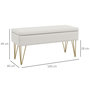Voir la diapositive 3 : HOMCOM Banquette coffre de rangement 2 en 1 design art déco - piètement épingle acier doré tissu crème