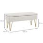 Voir la diapositive 3 : HOMCOM Banquette coffre de rangement 2 en 1 design art déco - piètement épingle acier doré tissu crème