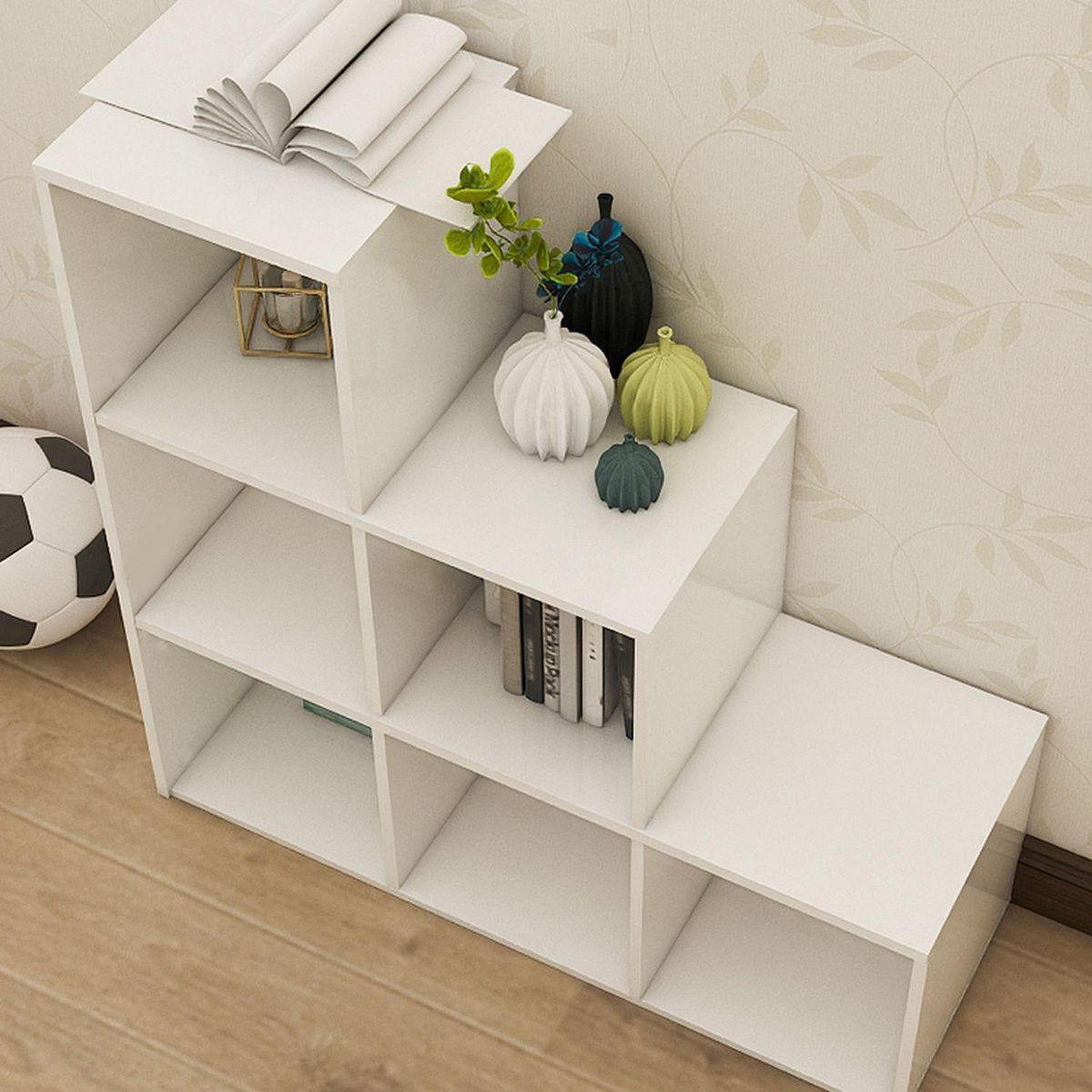 TOILINUX Etagère 6 cases - 105x29x107cm - Blanc