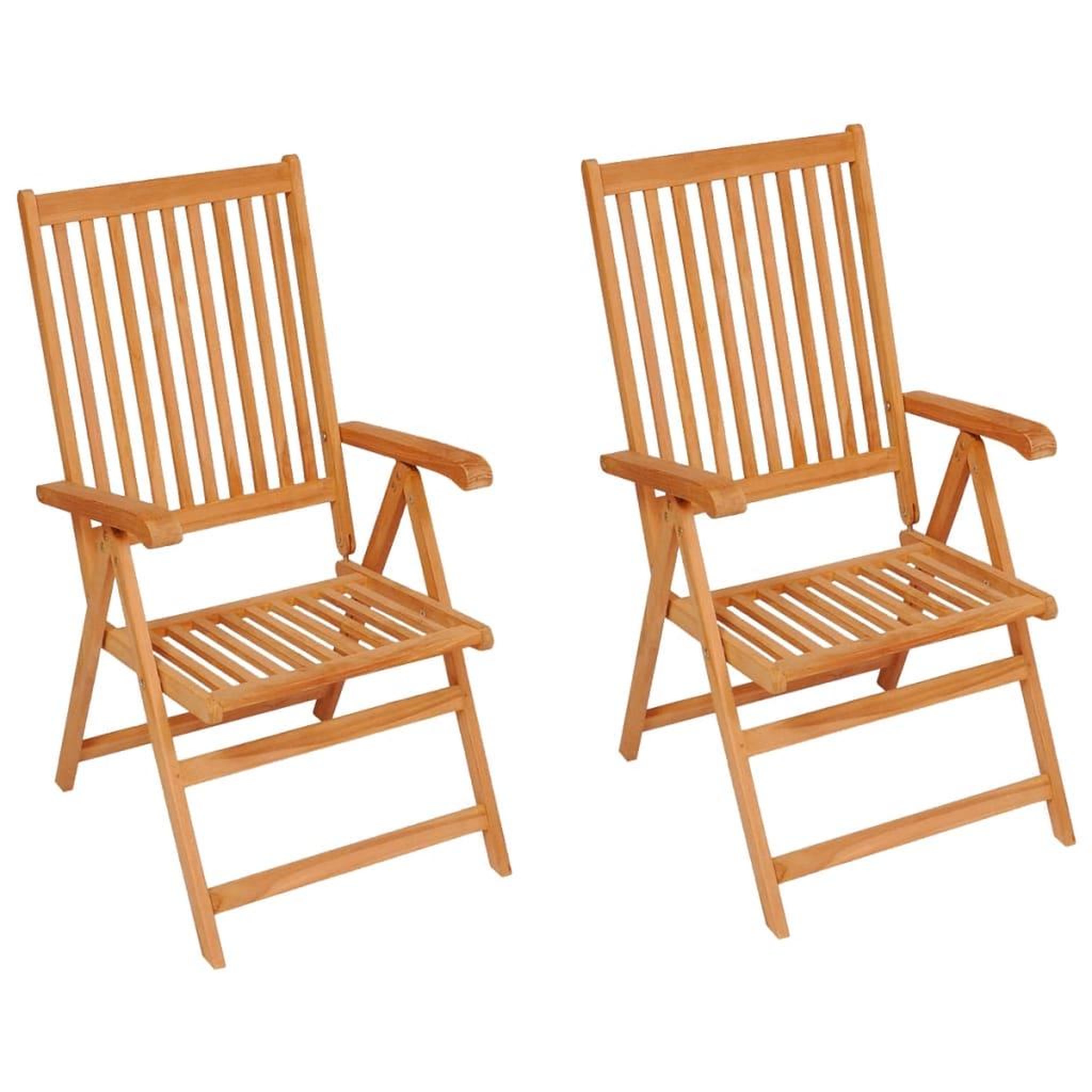 Voir la diapositive 2 : VIDAXL Chaises de jardin lot de 2 et coussins a carreaux rouges Teck