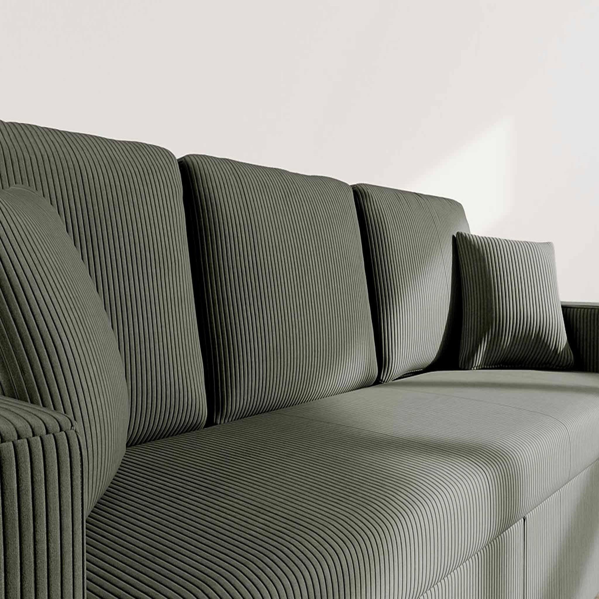 Voir la diapositive 5 : BEST MOBILIER Cyrus - canapé droit 3 places convertible en velours côtelé