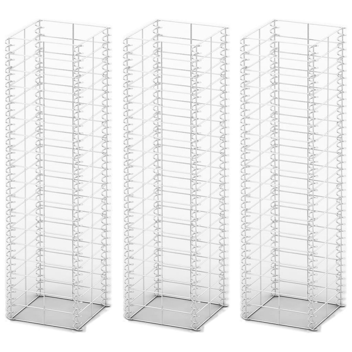 VIDAXL Jeu de panier de gabion 3 pcs Fil galvanise 25x25x100 cm