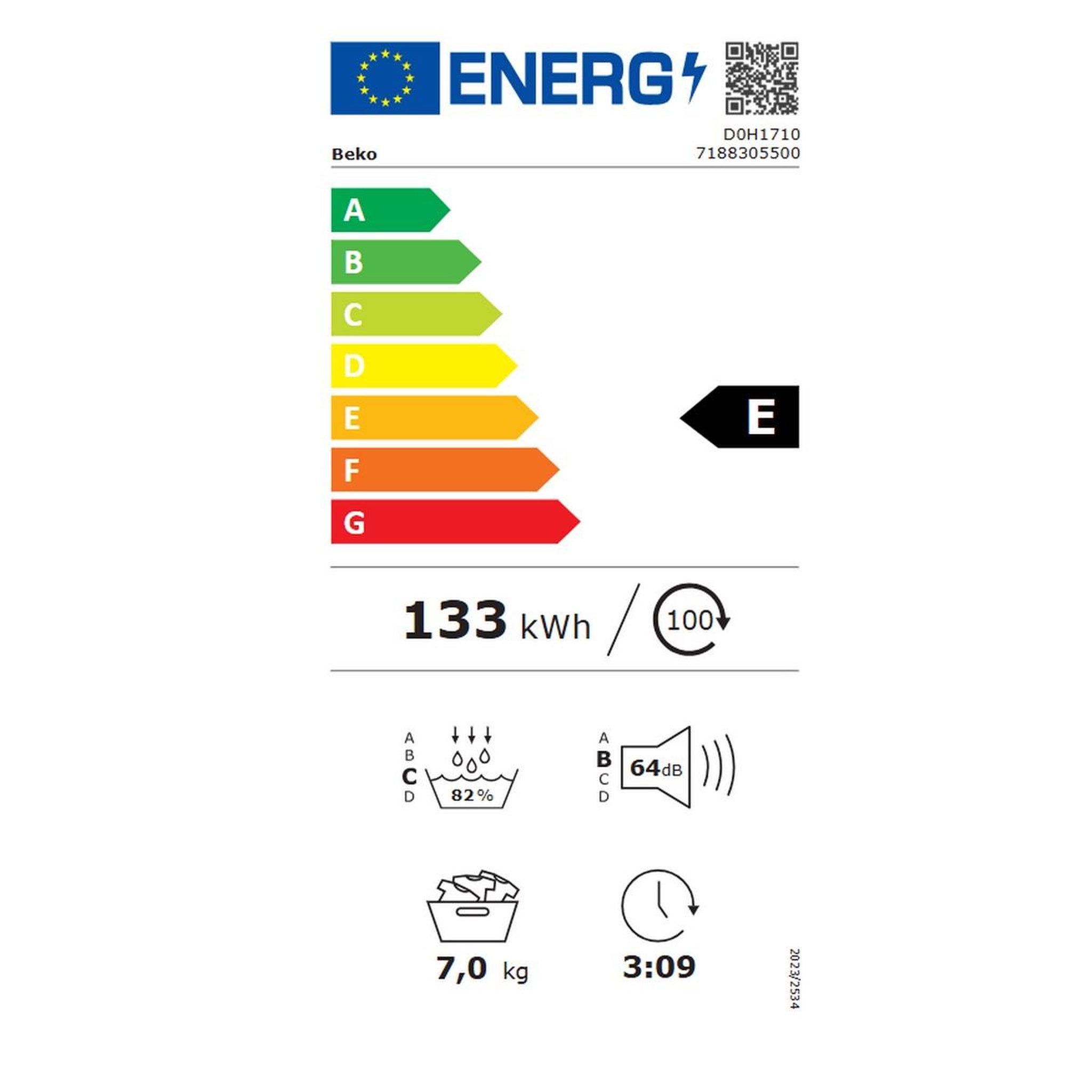 Voir la diapositive 2 : Beko Sèche-linge pompe à chaleur 60cm 7kg blanc - d0h1710