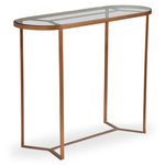 Paris Prix Console en Métal & Verre Design  Firmin  100cm Cuivre