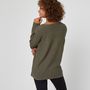 Voir la diapositive 2 : IN EXTENSO Pull col rond vert kaki femme