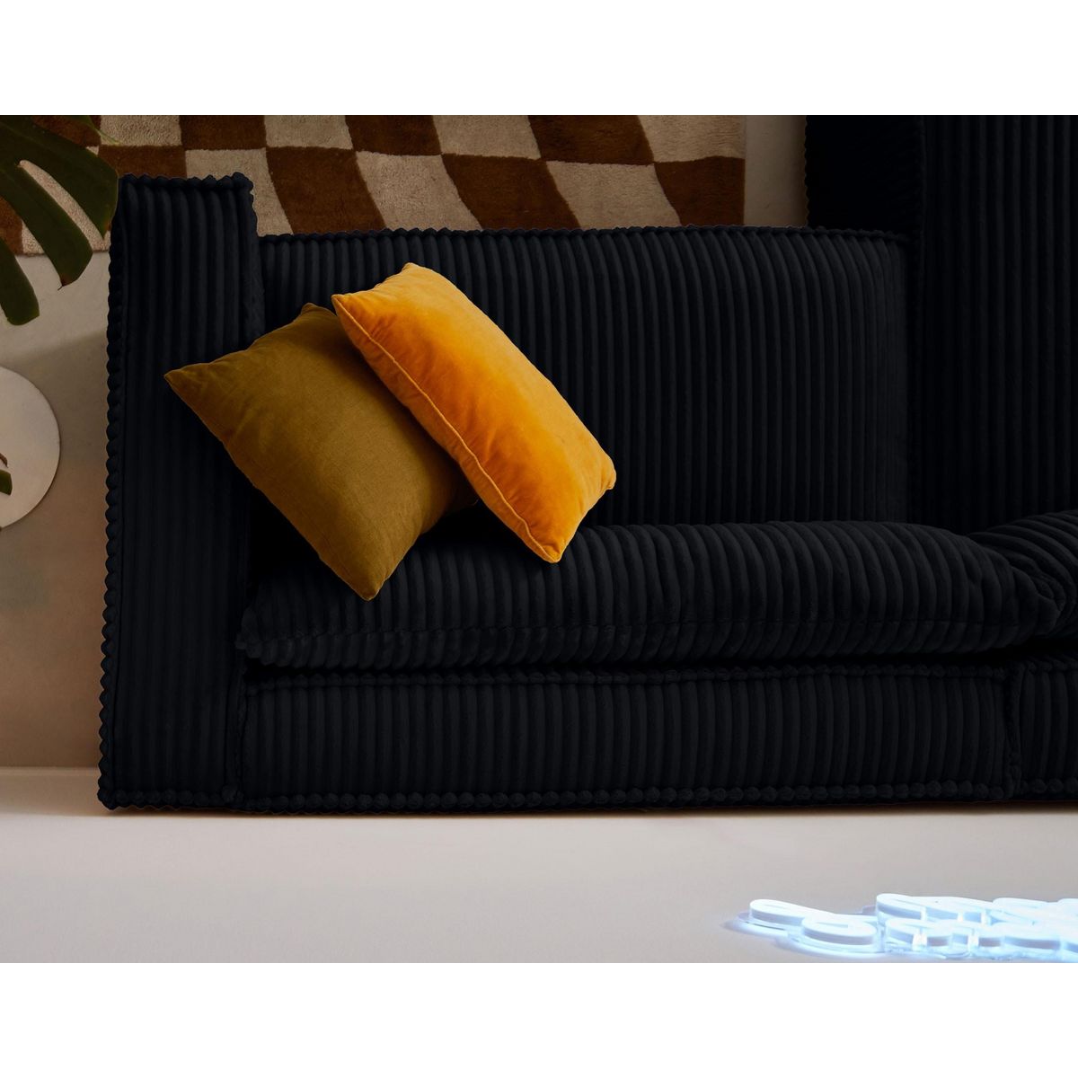 LISA DESIGN Ela - canapé d'angle gauche - 4 places - en velours côtelé grosses côtes