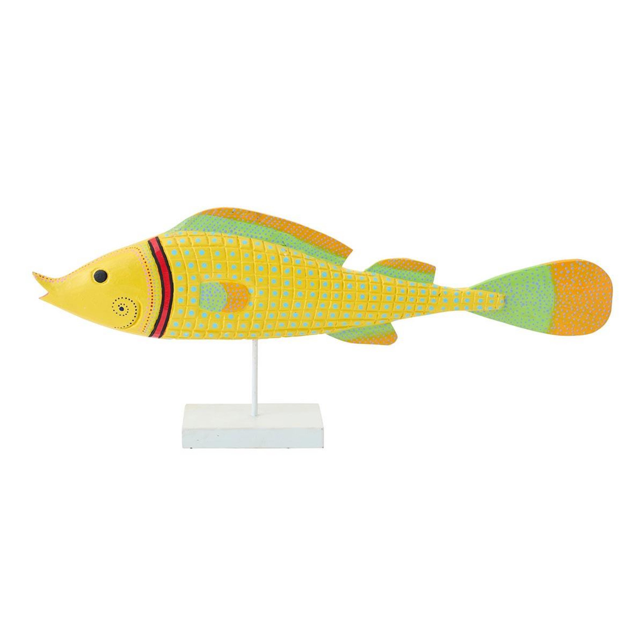 J-LINE Poisson déco sur pied  carreaux  80cm multicolore