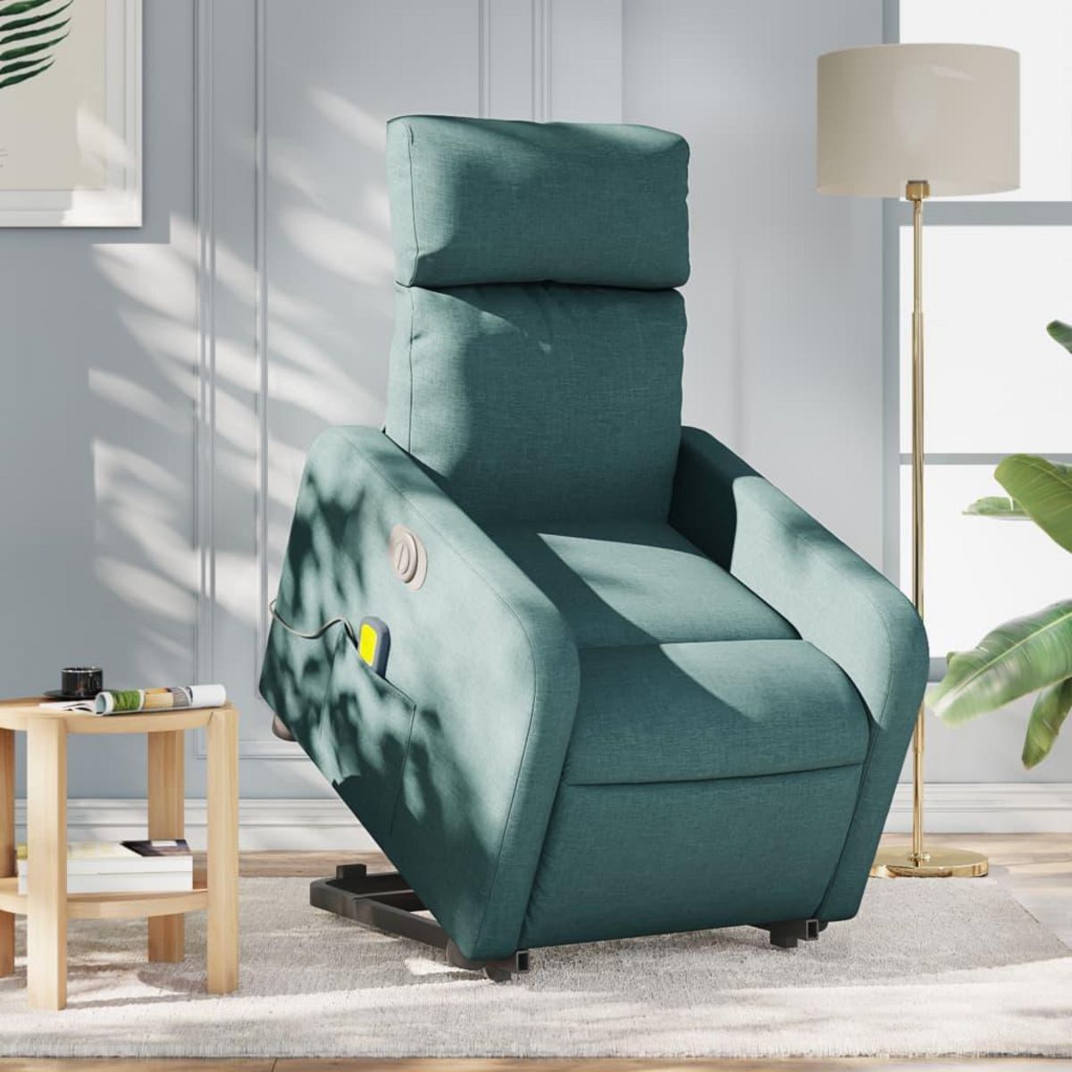 VIDAXL Fauteuil inclinable de massage electrique Vert fonce Tissu