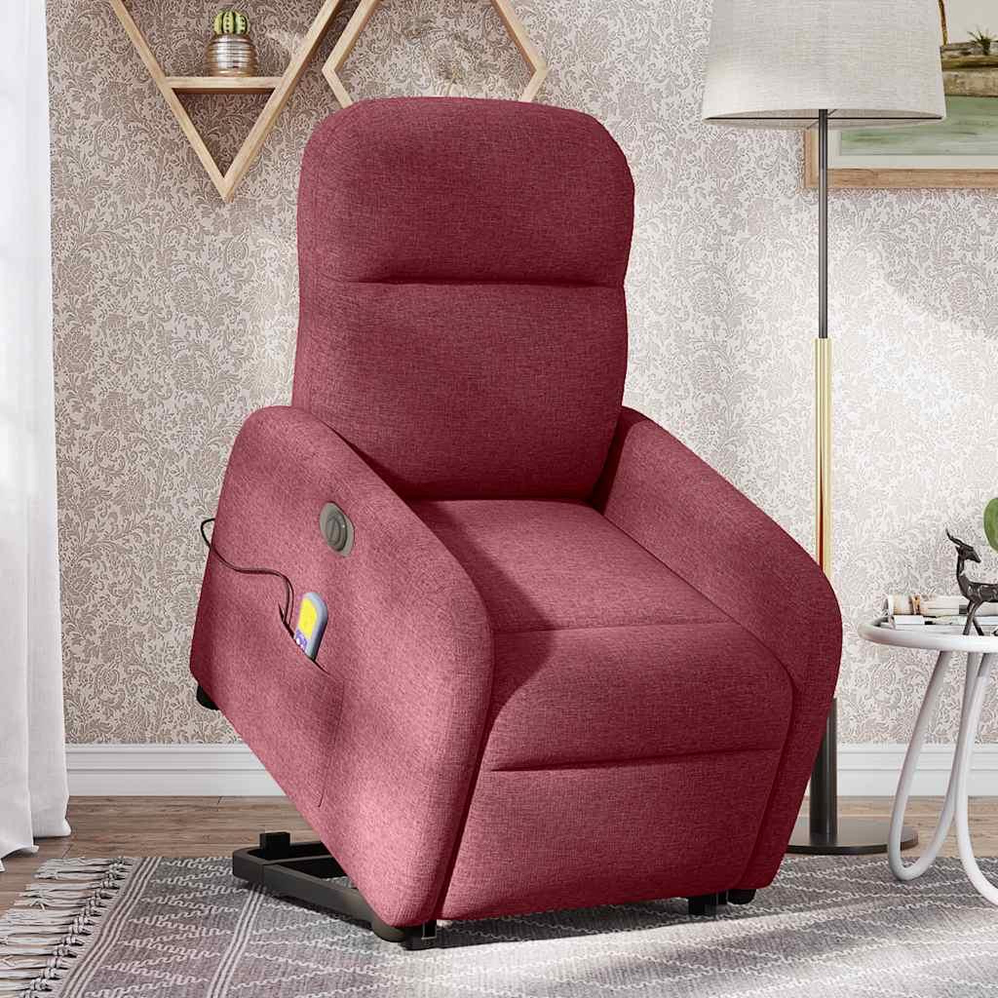 Voir la diapositive 2 : VIDAXL Fauteuil inclinable de massage electrique Rouge bordeaux Tissu
