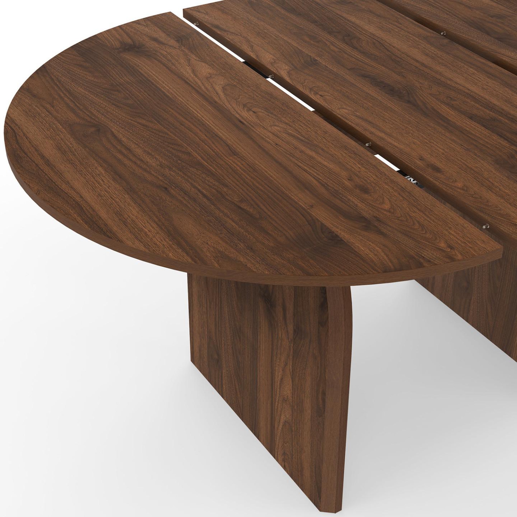 Voir la diapositive 6 : ID MARKET Table à manger extensible japandi ovale edith 4-8 personnes effet noyer 110-150 cm