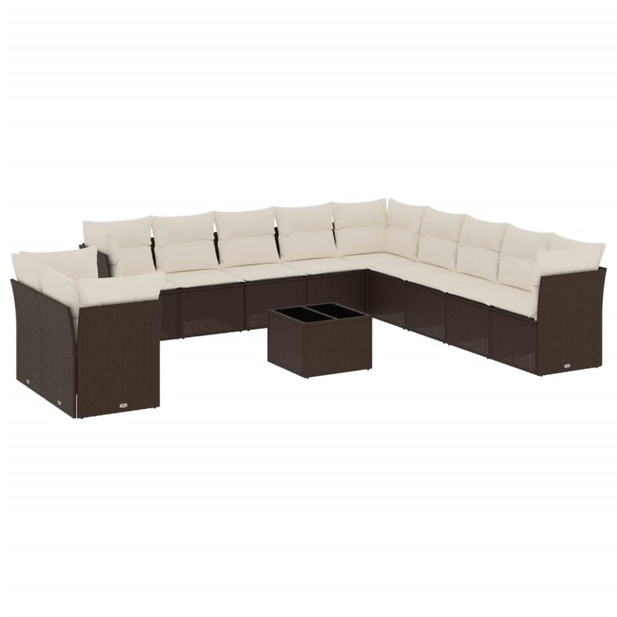 Voir la diapositive 2 : VIDAXL Salon de jardin avec coussins 12 pcs marron resine tressee