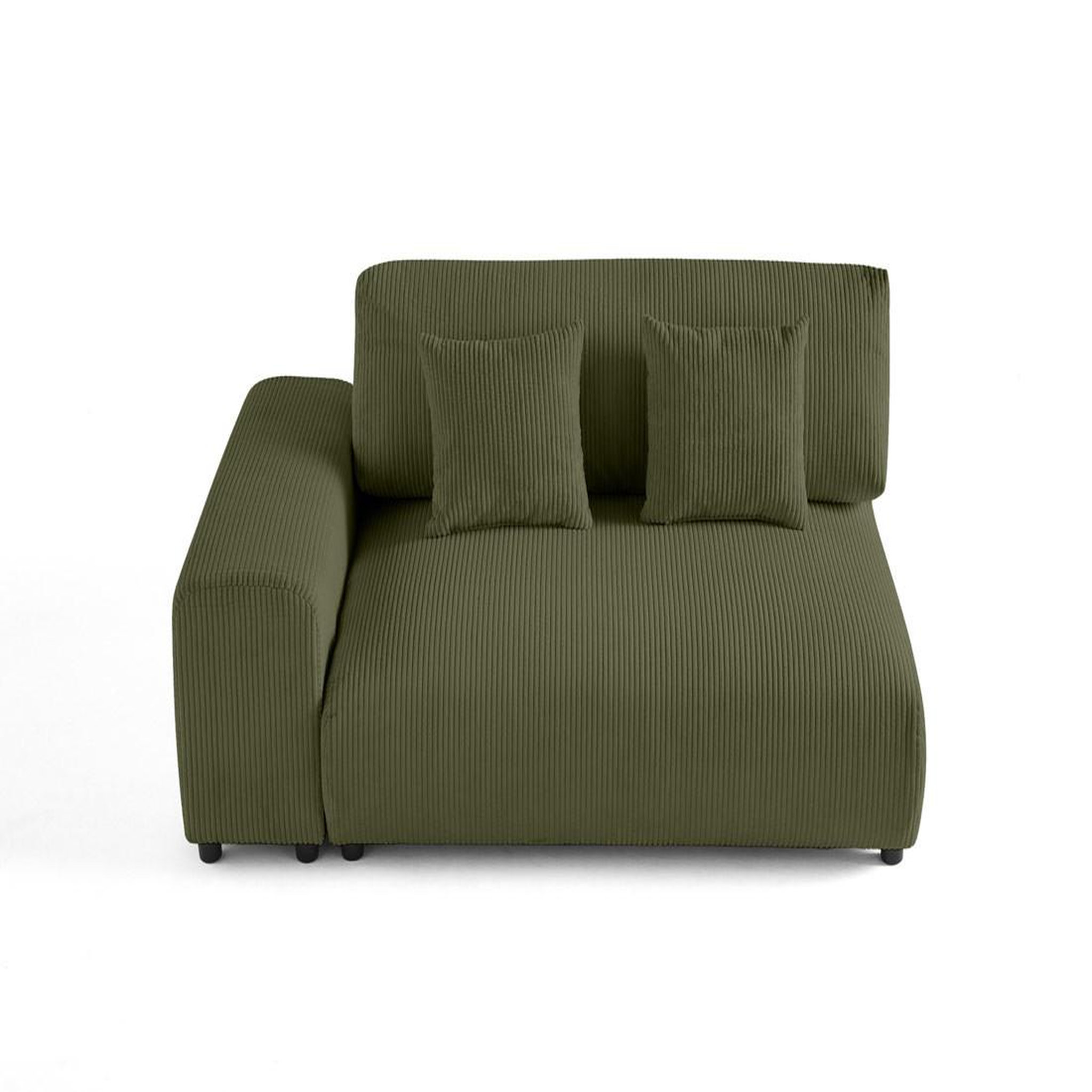 BEST MOBILIER Garance - module d'assise 2 places avec accoudoir gauche - en velours côtelé. Coloris disponibles : Beige, Vert, Gris, Bleu, Orange