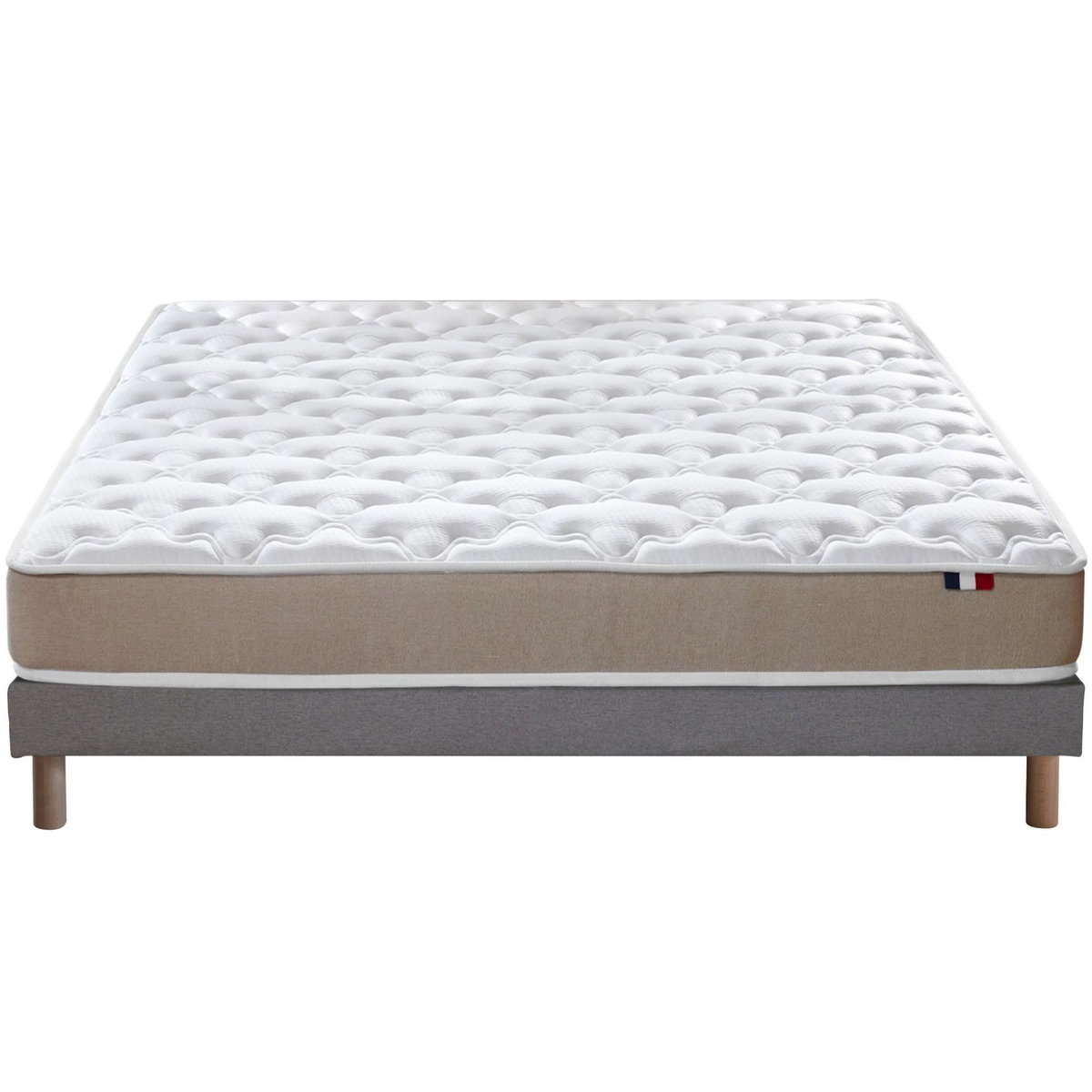 IDLITERIE Ensemble Matelas accueil Latex 3 zones INITIAL - Bi Confort Mousse & Latex + Sommier - Made in France