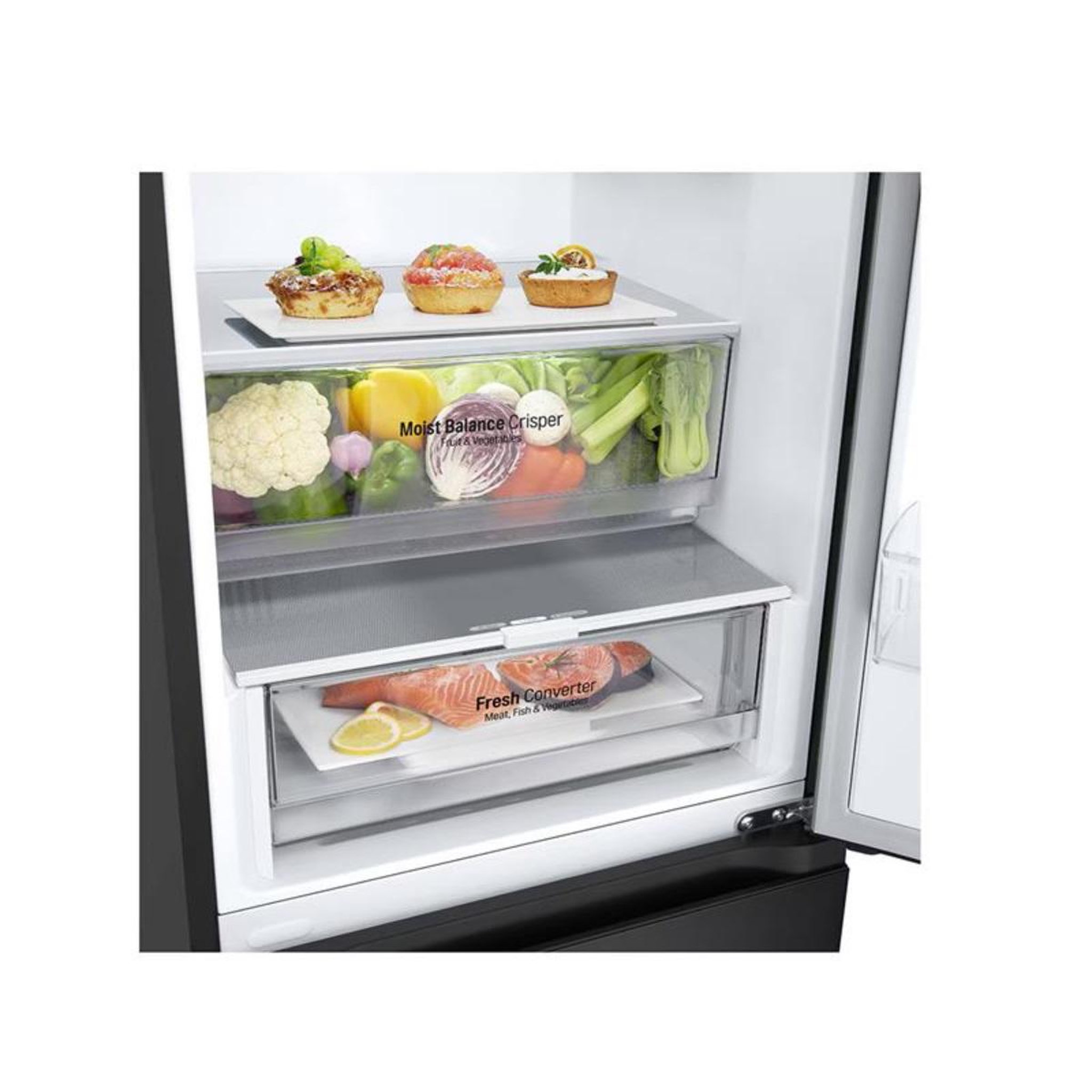 Voir la diapositive 5 : LG Réfrigérateur combiné 60cm 387l nofrost noir - gbv3200dep