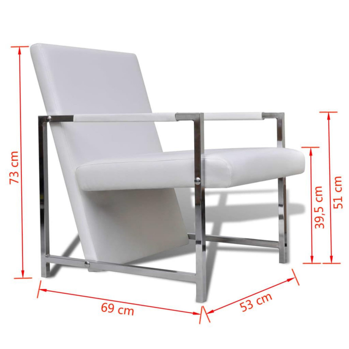 VIDAXL Fauteuil avec pieds chromes Blanc Similicuir