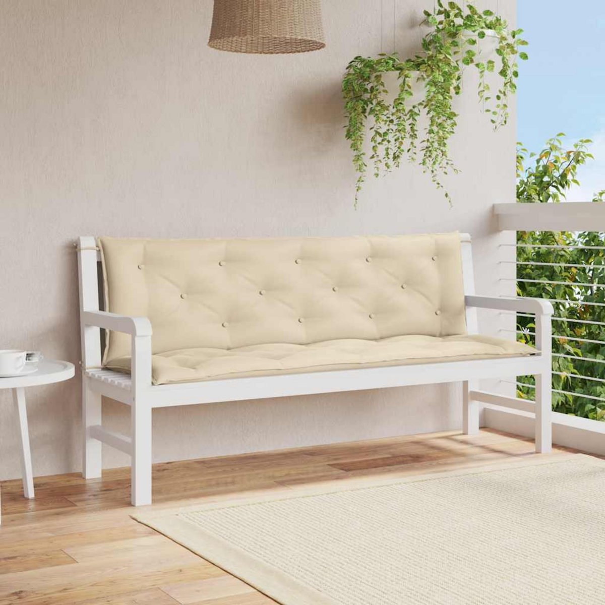 VIDAXL Coussin de banc de jardin beige 150x(50+50)x7 cm tissu oxford