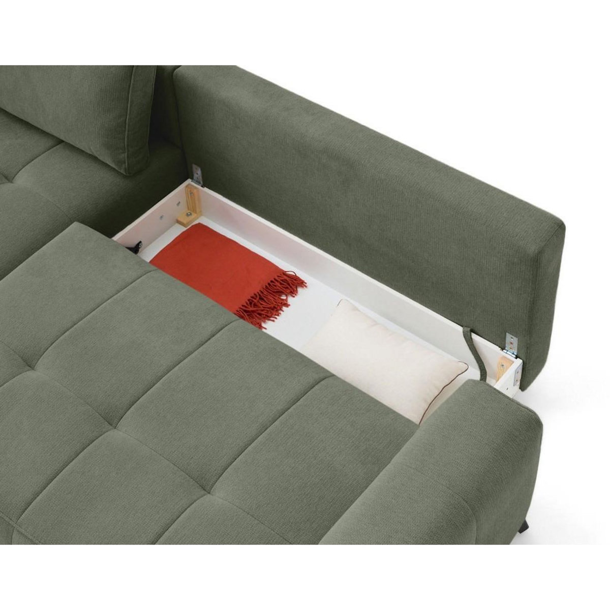 BEST MOBILIER Rimini - canapé d'angle gauche 4 places convertible avec coffre en tissu texturé