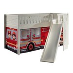 Paris Prix Lit Enfant Toboggan & Tente  Scott Fire Trucker  90x200cm Blanc