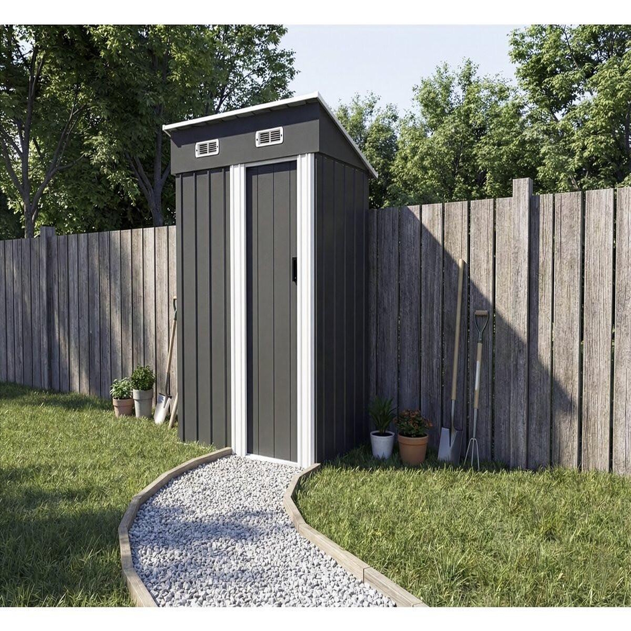 Voir la diapositive 2 : Habitat et Jardin Abri de jardin métal porte coulissante  memphis  - 1,36 m² - gris