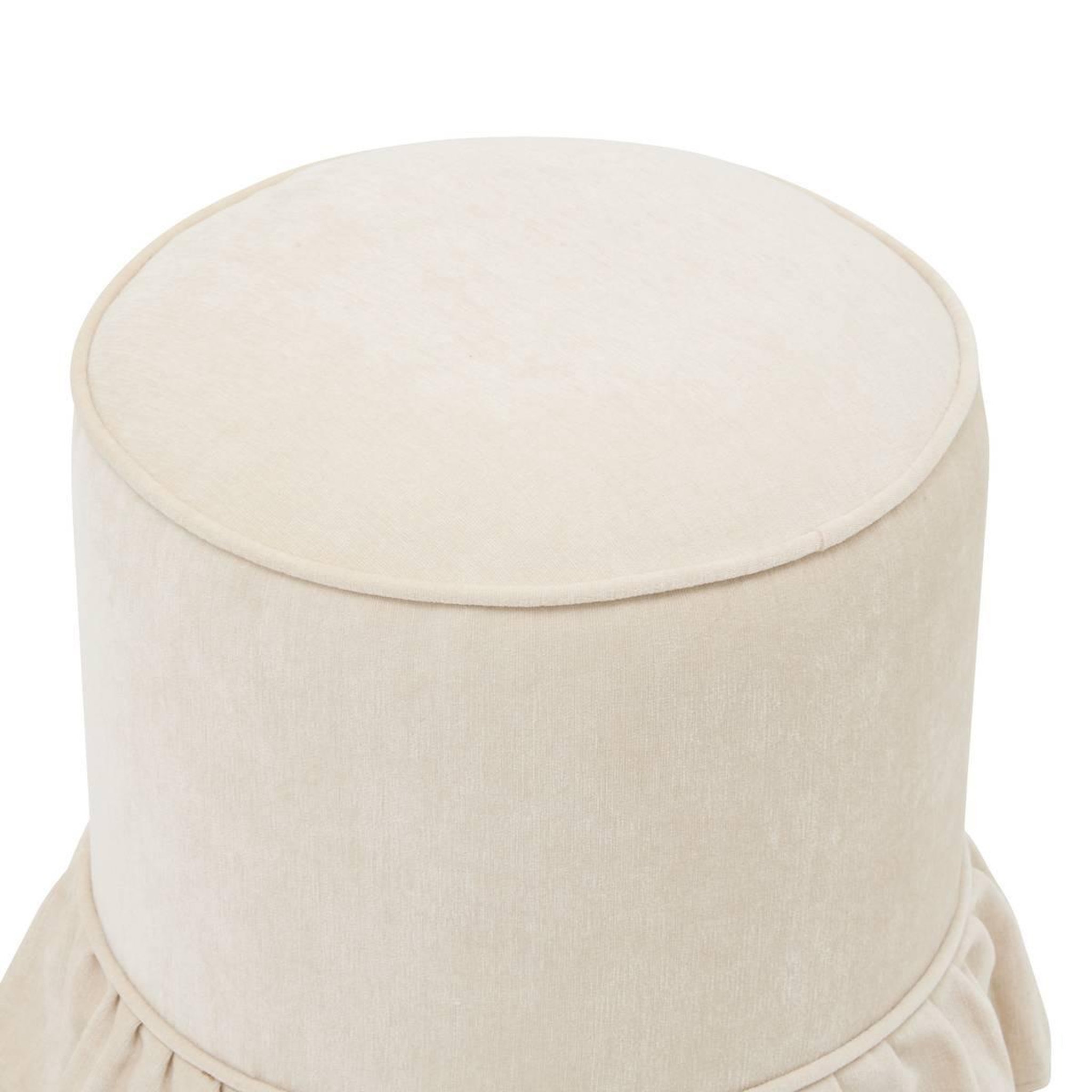 Voir la diapositive 2 : ATMOSPHERA Pouf Chenille à Volant  Fiora  41cm Ivoire
